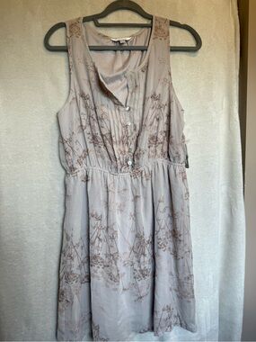 Charming Charlies Sleeveless Floral Midi Dress - Taupe & Brown Print
